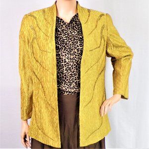 NUBIANO size 18 gold open-front blazer